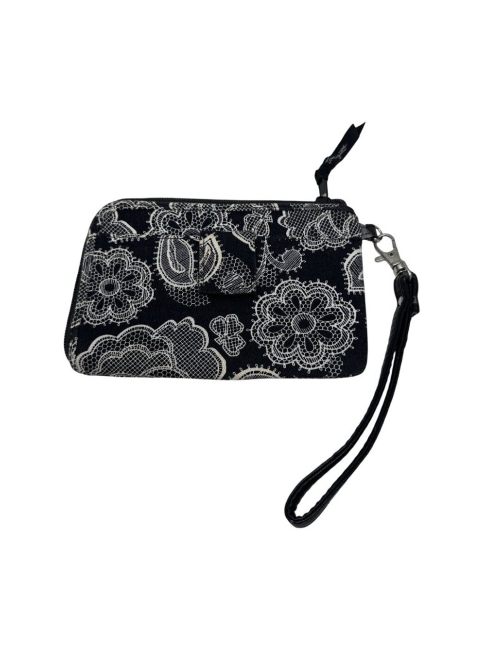 Thirty One Black White Floral Wristlet Grab N Go Organizer Wallet ID Holder